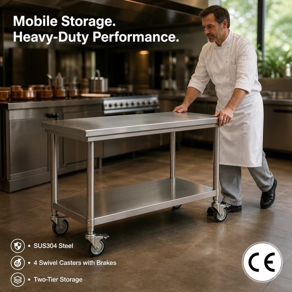 Commercial Kitchen Worktops - Fregadero Doble de Acero Inoxidable 304